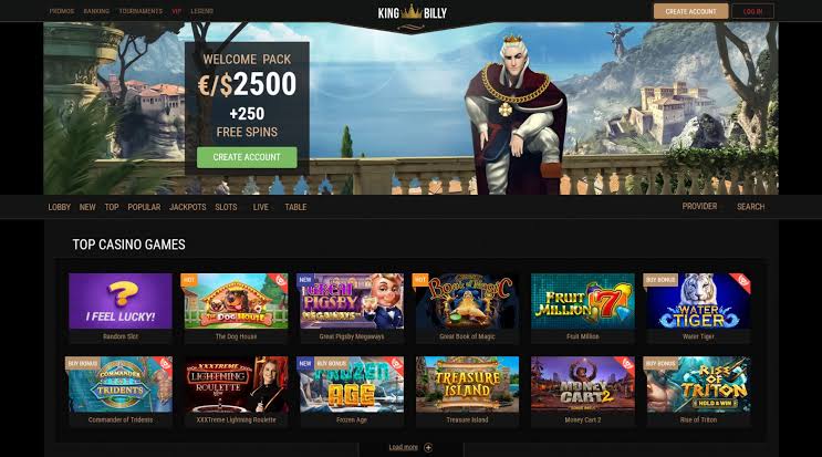 King Billy Casino homepage screenshot